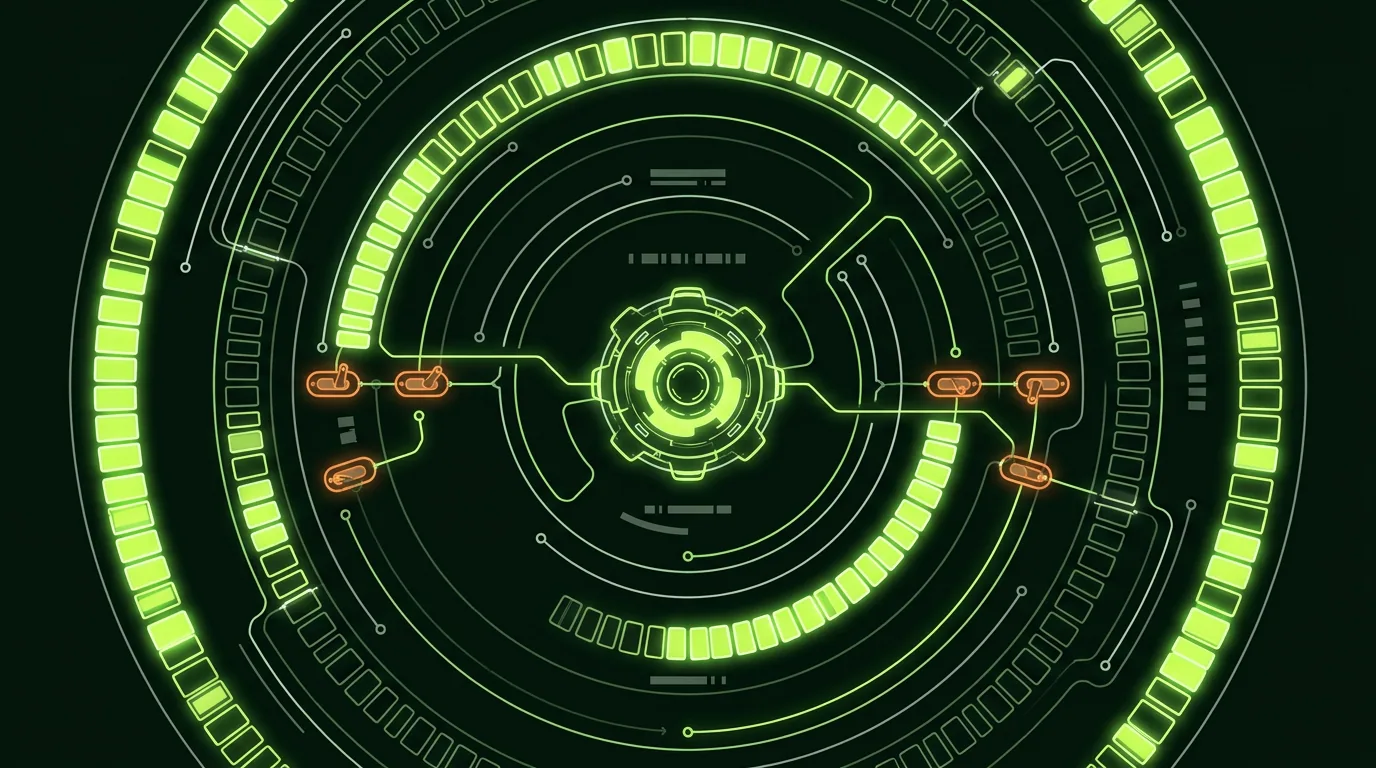 AI ads automation audience rings expanding outward behind gated toggles