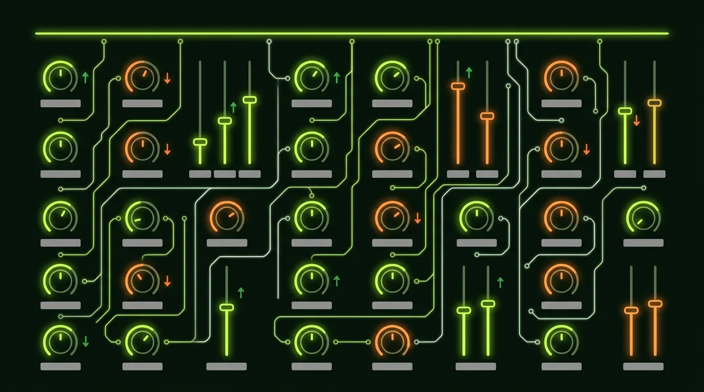 AI ads automation bid dials nudged up and down beneath a cap line