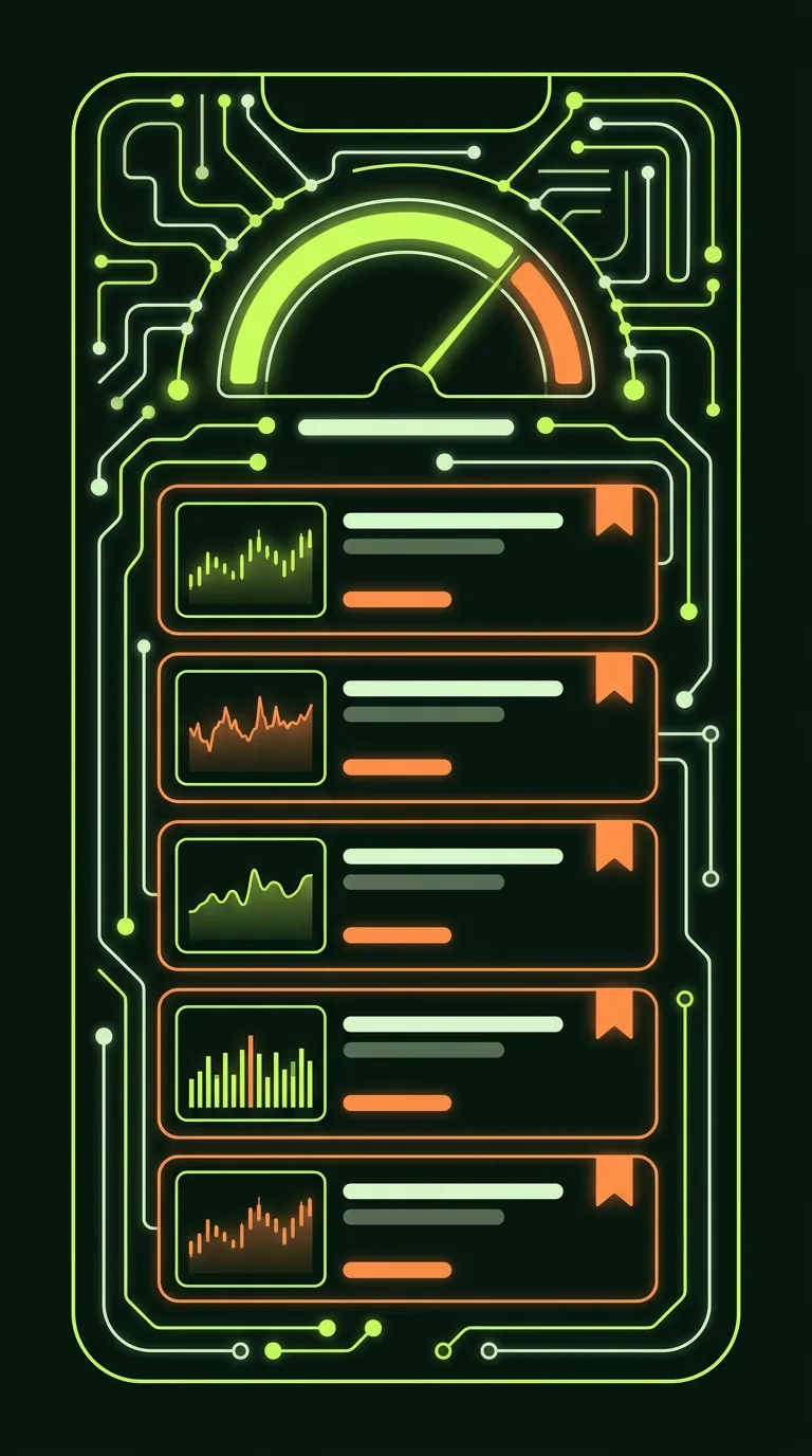 AI ads automation alert feed on a phone with a spend gauge and flagged cards